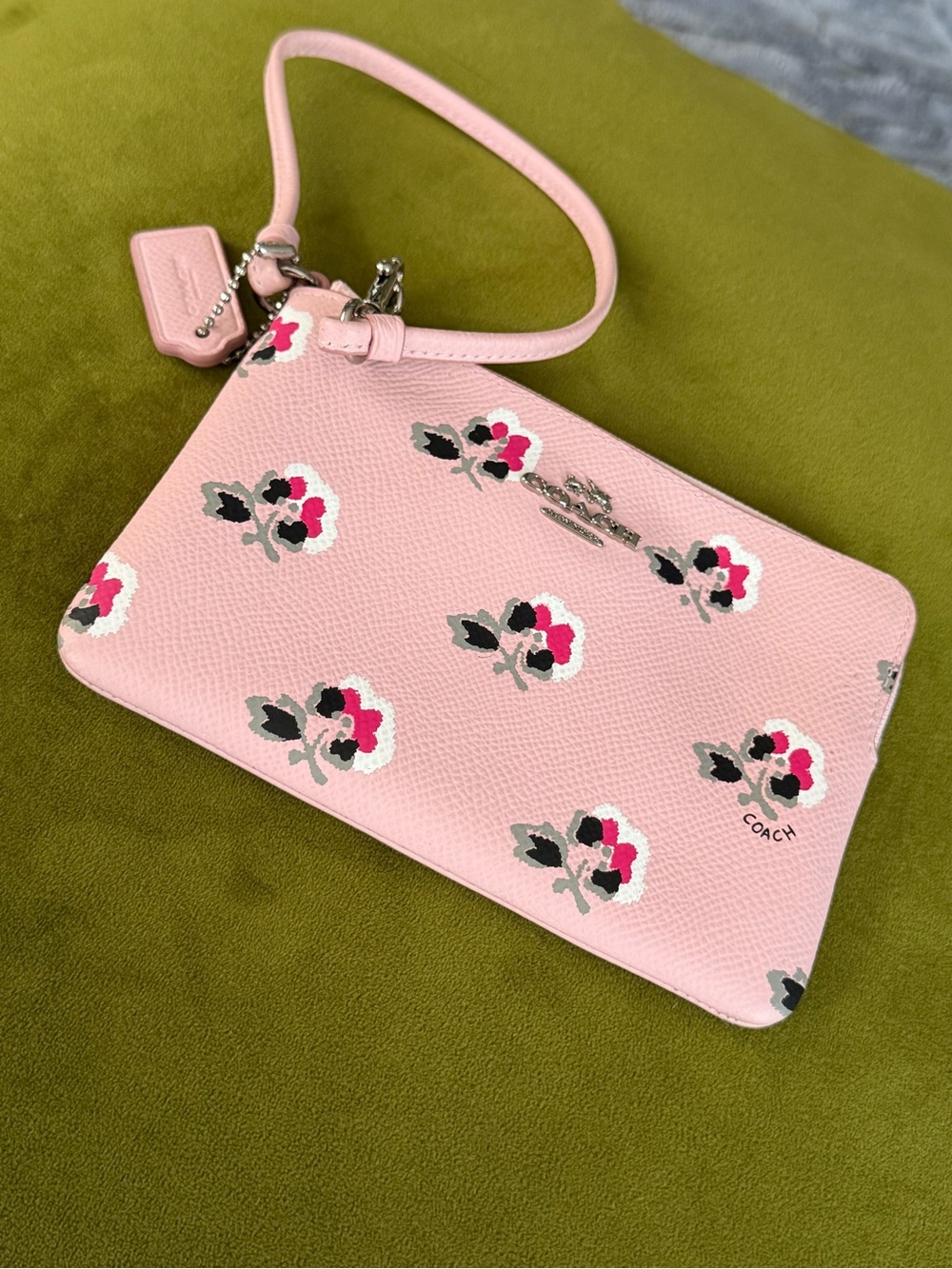 Coach Pink Floral Wristlet Pouch